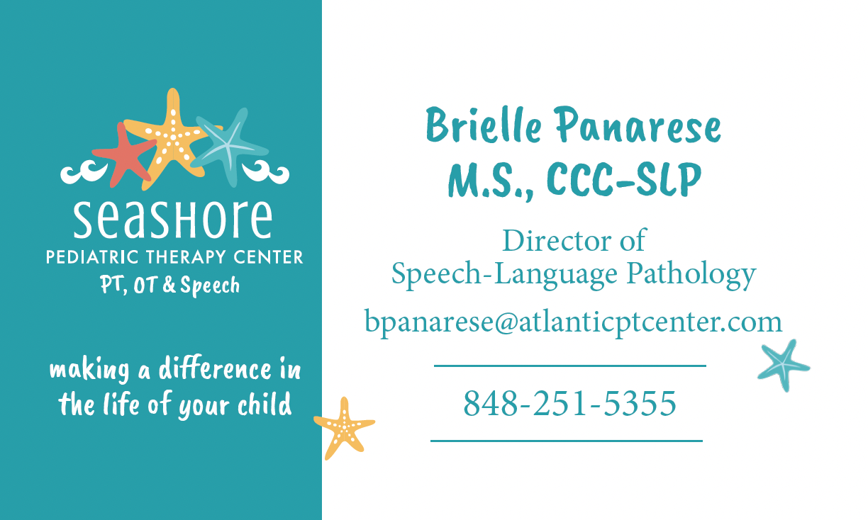 Front of Card for Pediatric Speech THerapist